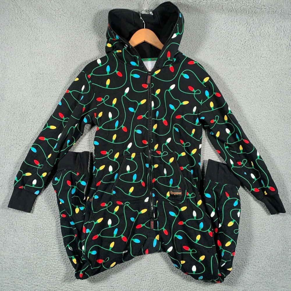 Tipsy Elves Jumpsuit Unisex Small Black Cozy‎ Christmas Lights Holiday One piece